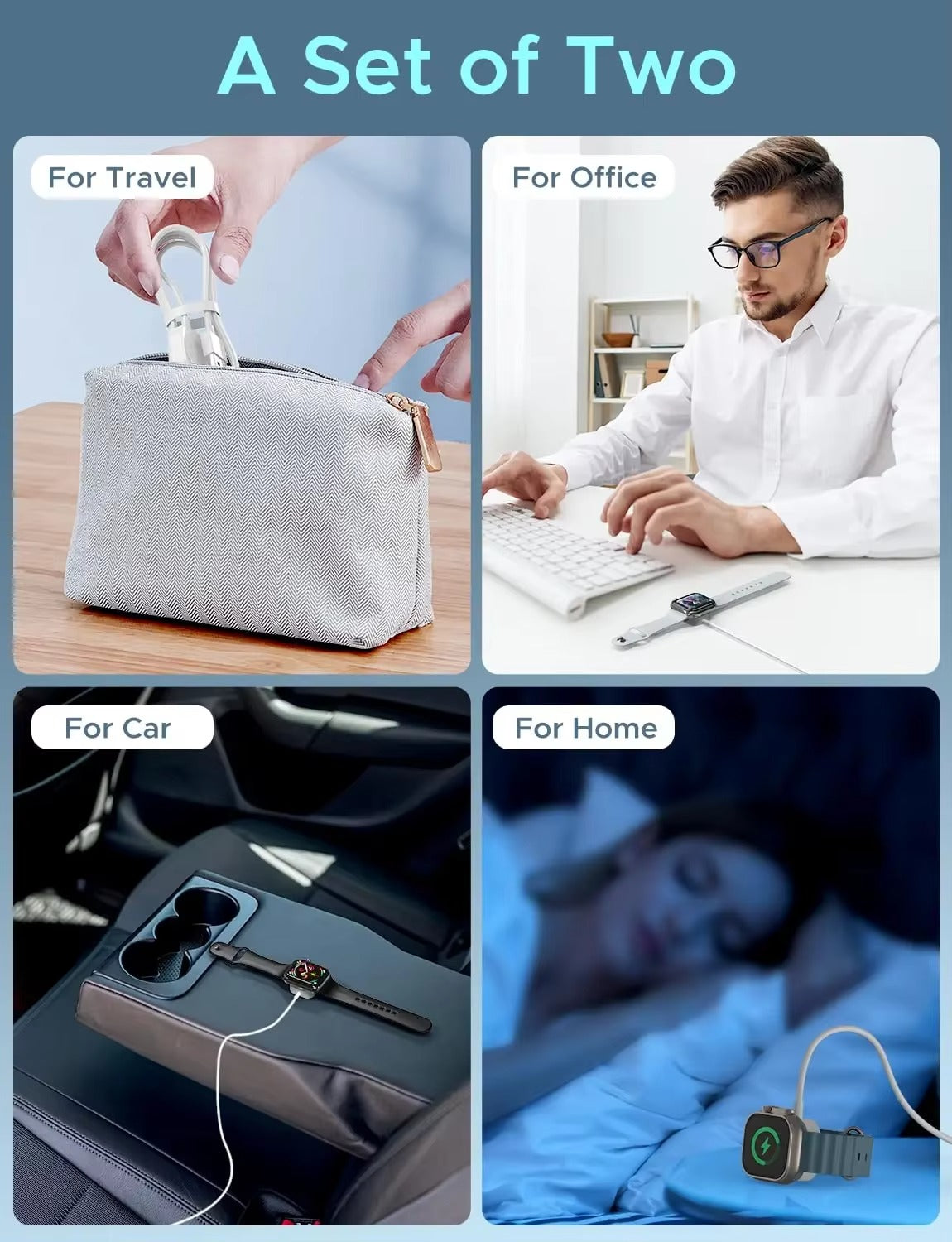 High-Speed 2-in-1 Magnetic Wireless Charger Cable – USB-A Fast Charging Cord for Apple Watch & iPhone, Strong Magnetic Adsorption, Smart Chip Protection