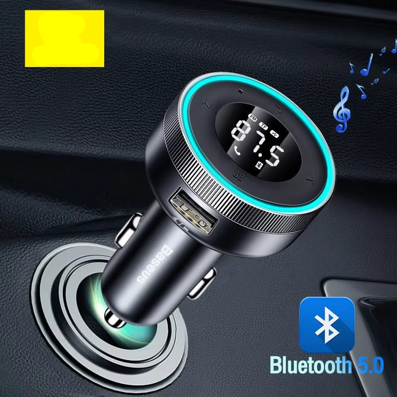 Premium Bluetooth 5.0 FM Transmitter for Car – Wireless Modulator with USB Fast Charger, AUX Port, MP3 Player