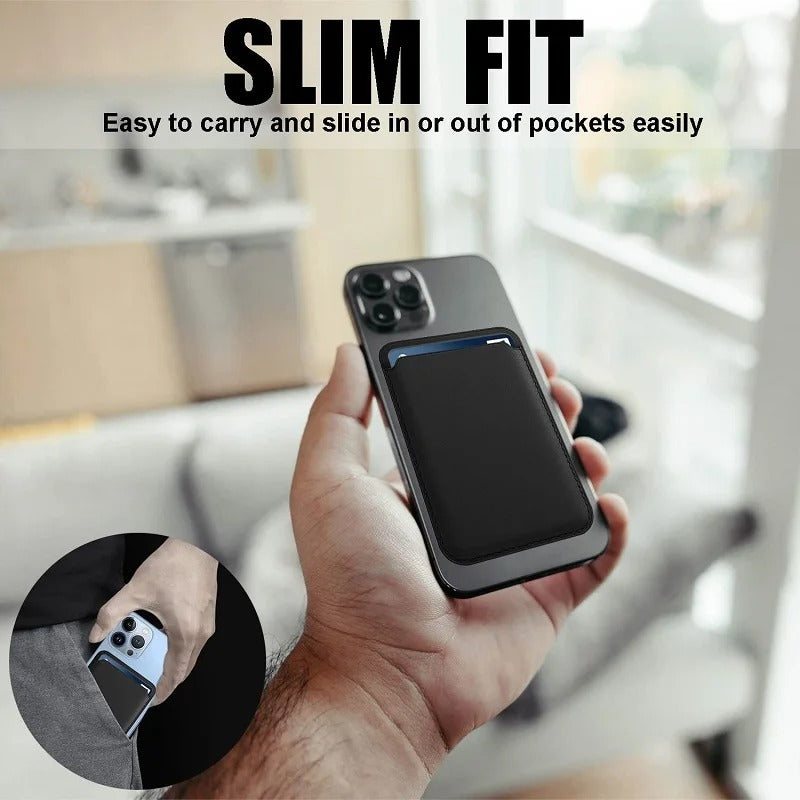 Premium Magnetic Leather Wallet for MagSafe – Slim Card Holder Case with RFID Block, Strong Magnet, Anti-Scratch, Non-Slip, Compatible with iPhone & Samsung