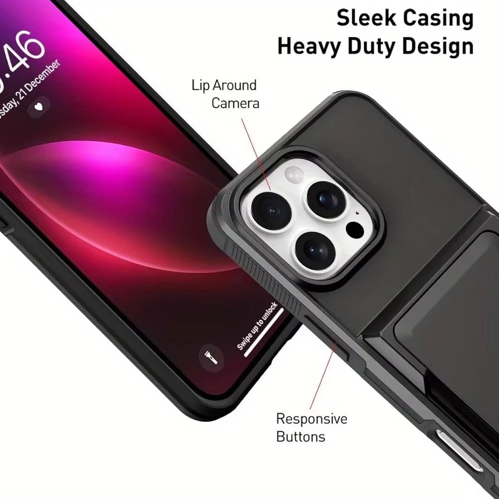 Robust Apple iPhone Case, MagSafe Compatible, Camera Lens and Screen Protection, Ultra Thin, Shockproof, Magnetic, Full All Around Protection, Wallet Card Holder Cover