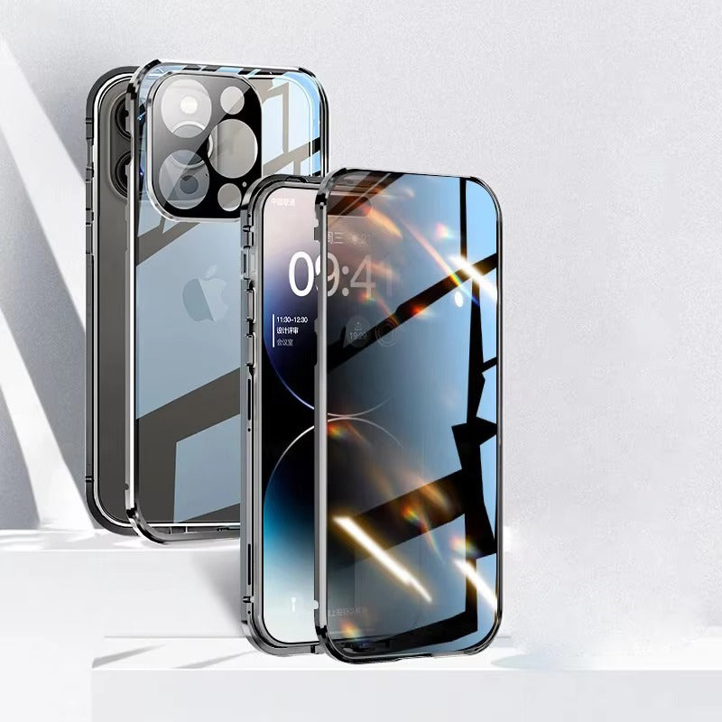Premium Apple iPhone Case, MagSafe Compatible, Camera Lens & Screen Protection, Ultra Thin, Shockproof, Magnetic Full All Around Cover – Anti-Spy Tempered Glass Magnetic Case with Privacy Screen & Lens Protection