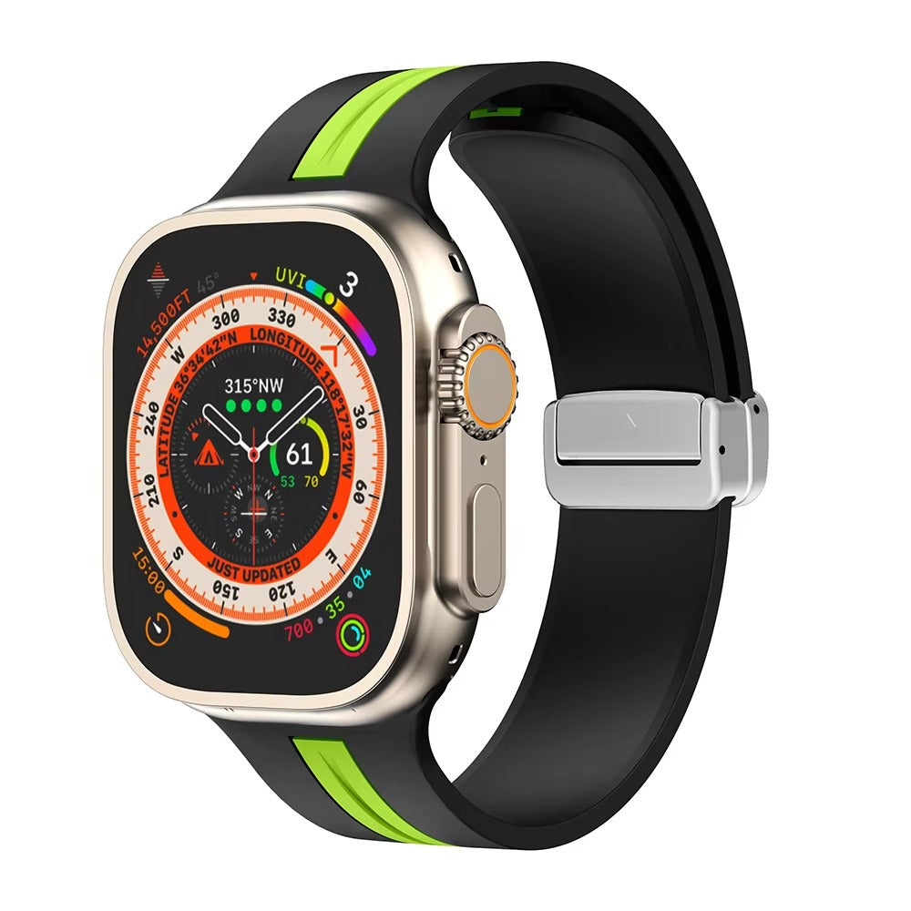 Magnetic Silicone Smartwatch Strap – Breathable Replacement Band with Snap Closure, Compatible with 38mm to 49mm Watches