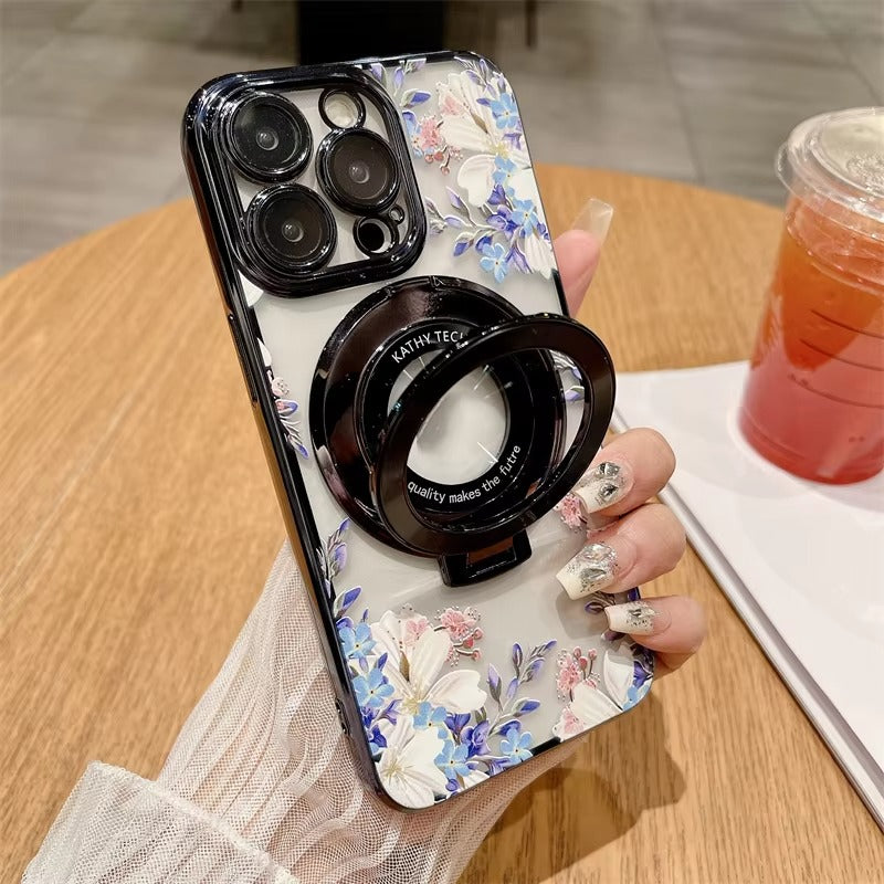 Premium Apple iPhone Case, MagSafe Compatible, Camera Lens and Screen Protection, Ultra Thin, Shockproof, Magnetic, Full All Around Protection, CD Flower Holder Cover