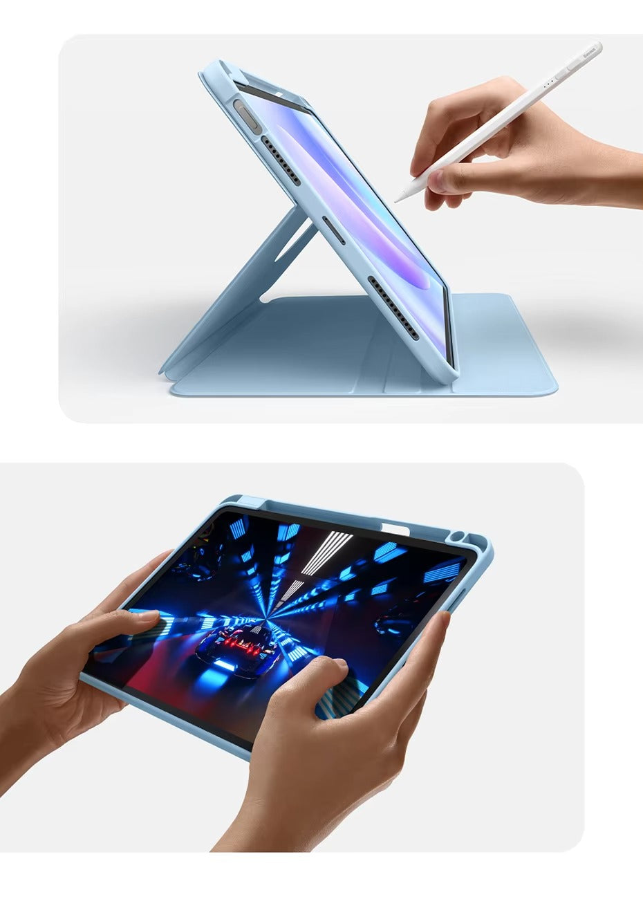 Premium Magnetic iPad Case with Pencil Holder – Slim Smart Cover with Auto SleepCompatible with 10.2", 10.9", 11", 12.9" Tablets