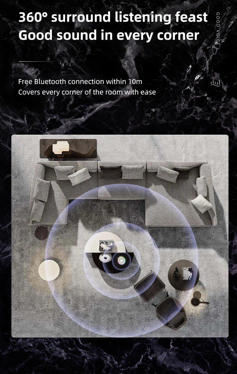 Premium RGB Bluetooth Speaker – Portable Wireless Mini Subwoofer with HiFi Stereo Sound, 360° Surround, TWS Pairing, TF Card, Long Battery Life