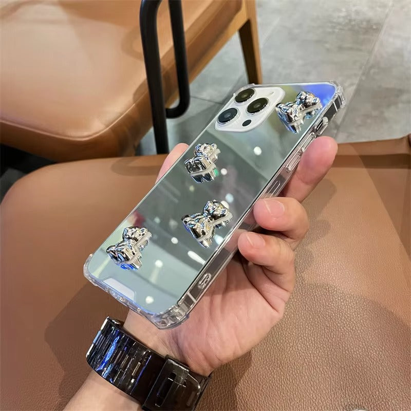 Luxury Apple iPhone Case, MagSafe Compatible, Camera Lens and Screen Protection, Ultra Thin, Shockproof, Magnetic, Full All Around Protection, Bow Heart Mirror Cover