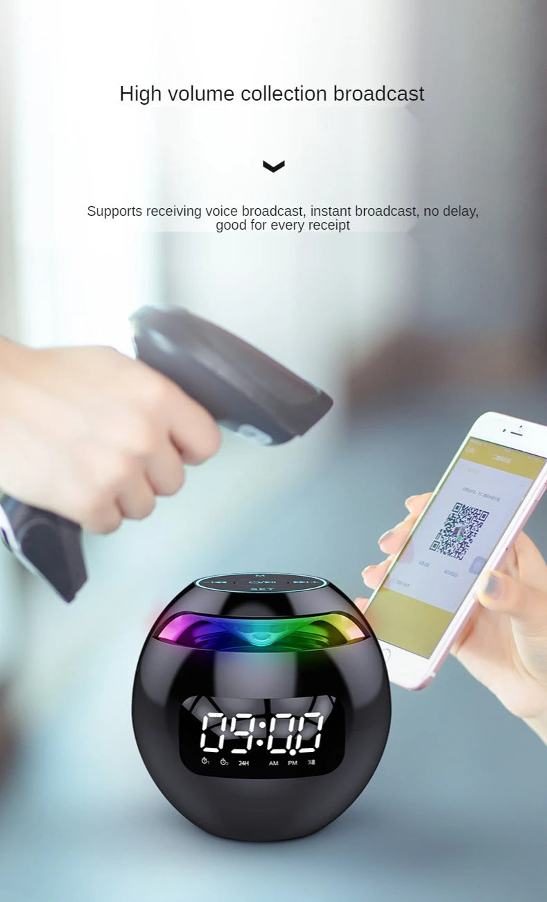 High Quality Bluetooth Alarm Clock Speaker with Colorful LED Light – Mini Portable Wireless Speaker, Dual Alarms, TF Card, FM Radio, 18H Playtime, USB Rechargeable