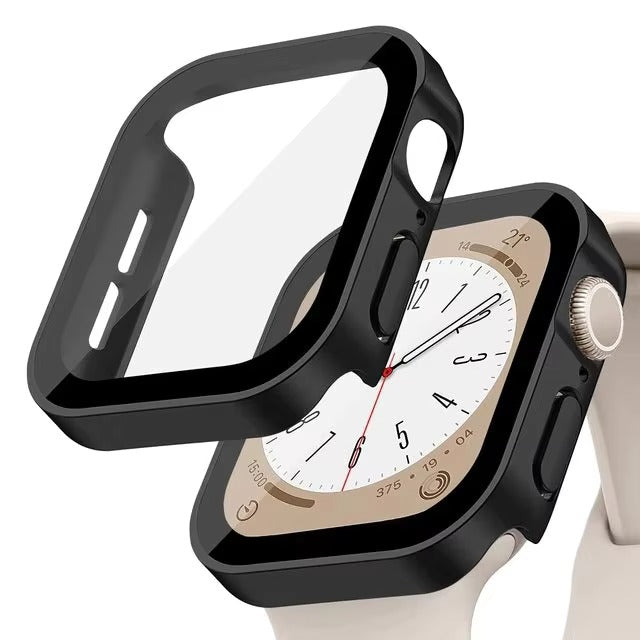 Premium Glass Screen Protector Case – Full Coverage, Straight Edge, Snap-On Protective Cover for 40mm to 49mm Smartwatches