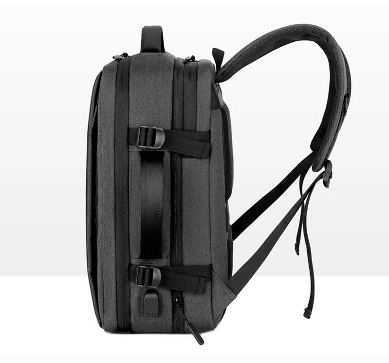 High Quality Waterproof Laptop Backpack for Men, Expandable USB Charging Bag, Business Travel School Rucksack