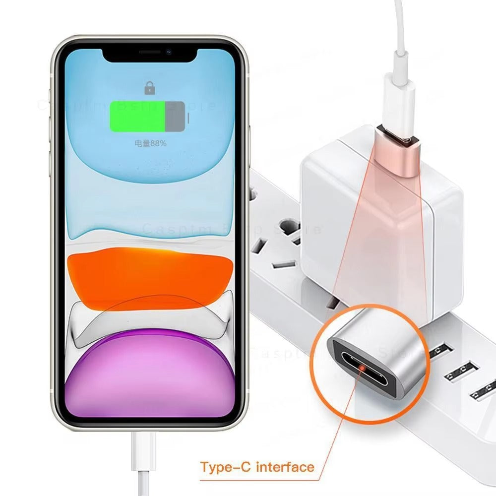 High Quality USB to Type-C Charger Adapter – 2PCS OTG Converter for iPhone, Plug & Play, Data Sync 480Mbps, Aluminum Alloy, Universal Type-C Compatibility