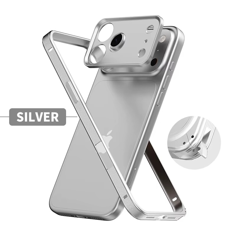 Premium Metal Frame iPhone Case – MagSafe Compatible Protective Cover with Heat Dissipation Design, Anti-Slip Grip and Raised Camera Lens Protector
