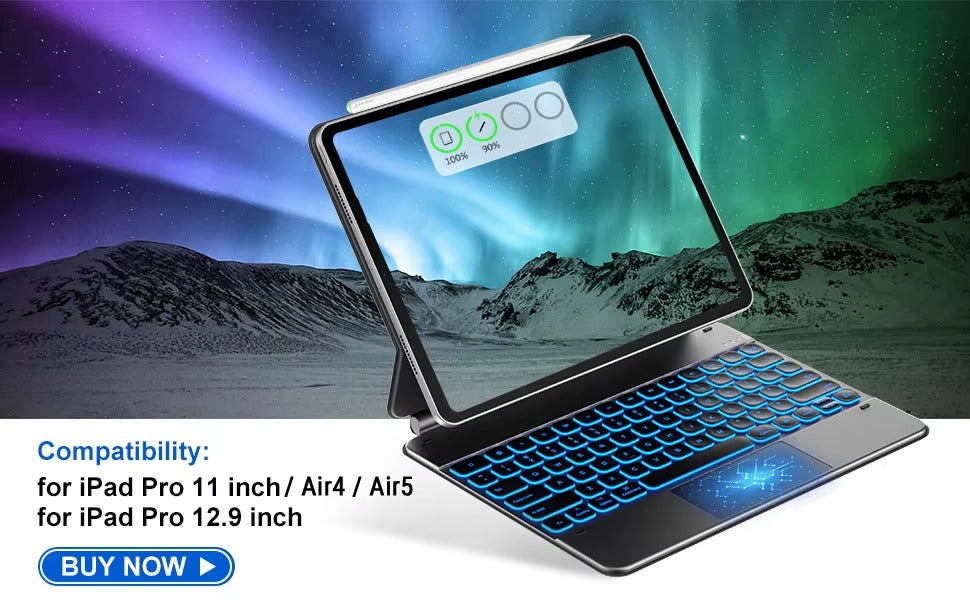 Premium 10-Inch Backlit Bluetooth Keyboard and Mouse Multi-Device Combo for iPad, Android, Windows, and iOS Tablets