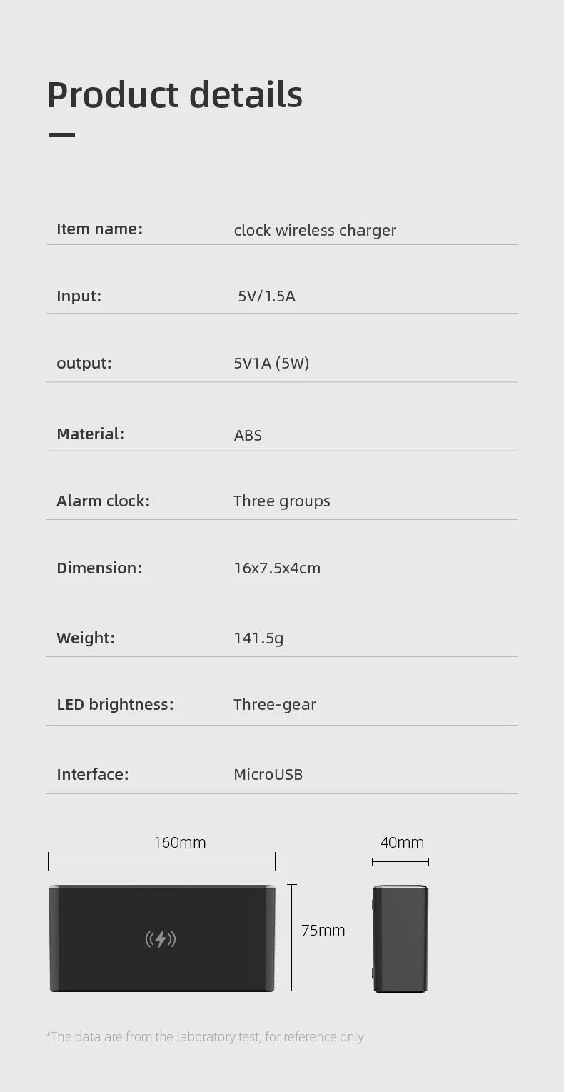 Luxury Wireless Charging Alarm Clock – LED Digital Thermometer Dock Station with Fast 5W Charger for Phones, Smartwatches, and Earbuds