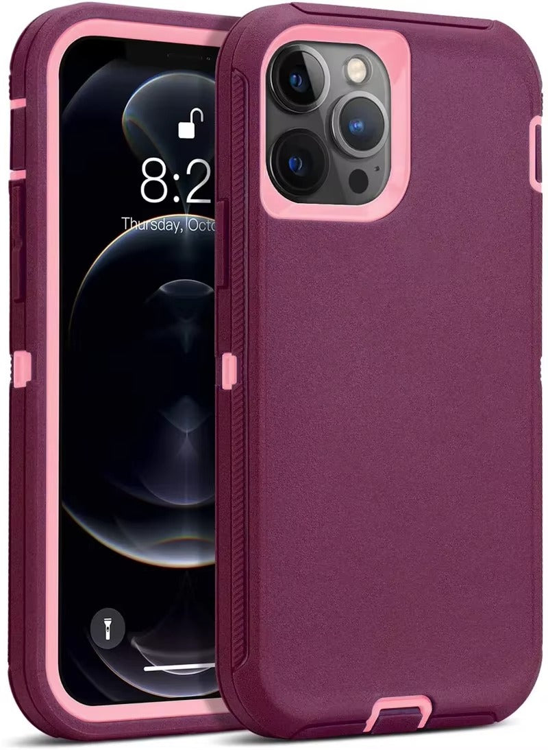 Robust Apple iPhone Case, MagSafe Compatible, Camera Lens & Screen Protection, Ultra Thin, Shockproof, Magnetic Full All Around Cover – 3-in-1 Defender Armor Rugged Case with Back Belt Clip & Full Body Protection