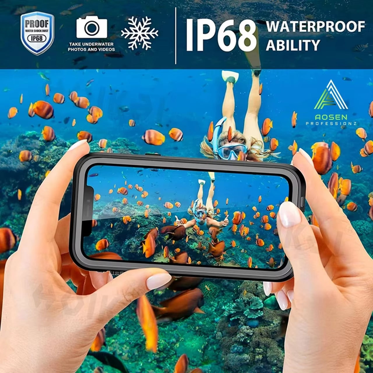 High Quality Waterproof Apple iPhone Case, MagSafe Compatible, Ultra Thin Magnetic with IP68 Dustproof Seal and Screen Guard