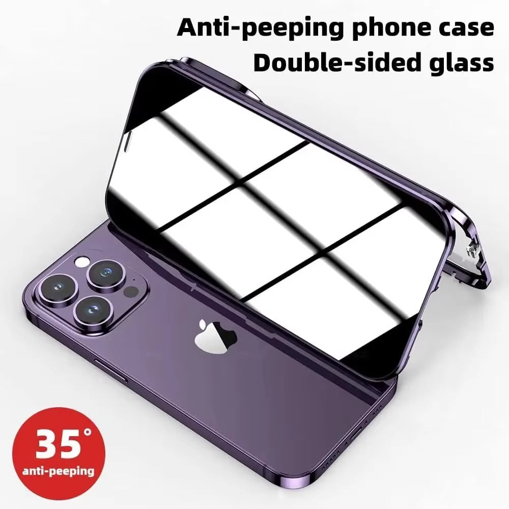 Premium Apple iPhone Case, MagSafe Compatible, Camera Lens & Screen Protection, Ultra Thin, Shockproof, Magnetic Full All Around Cover – Anti-Spy Tempered Glass Magnetic Case with Privacy Screen & Lens Protection