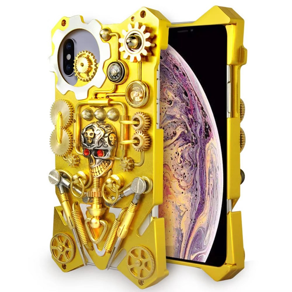 Robust Apple iPhone Case, MagSafe Compatible, Camera Lens and Screen Protection, Ultra Thin, Shockproof, Magnetic, Full All Around Protection, Gear Compass Skull Cover