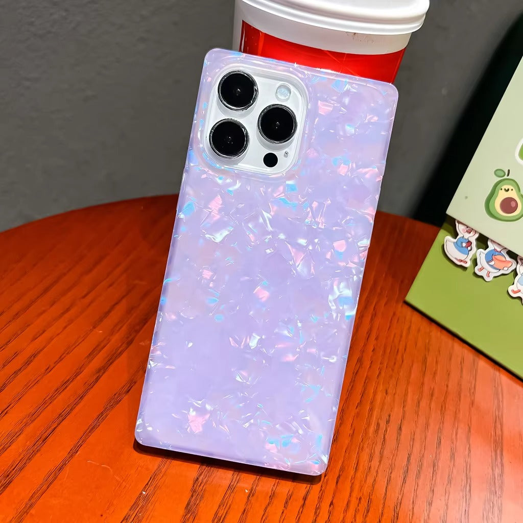 Luxury Apple iPhone Case, MagSafe Compatible, Camera Lens & Screen Protection, Ultra Thin, Shockproof, Magnetic Full All Around Cover – Colorful Abalone Mother of Pearl Case with Slim Rectangle Edge & Soft Silicone Design