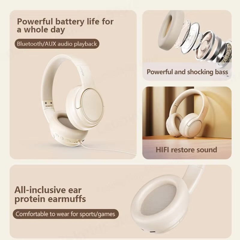 High Quality Wireless Gaming Headphones for iPhone – Bluetooth 5.3 Dual Mode Headset with Mic, Foldable Over-Ear Design
