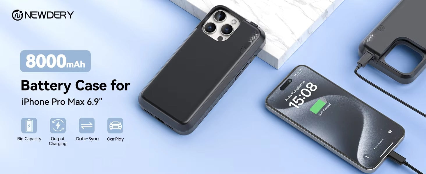 High Quality Apple iPhone Case MagSafe Compatible, Camera Lens & Screen Protection, Ultra Thin Shockproof Magnetic Full All Around Protection Cover with 8000mAh Battery Pack