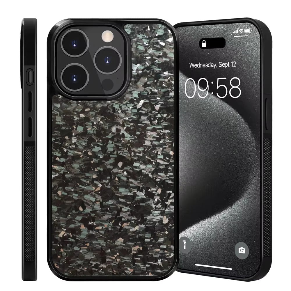 Luxury Apple iPhone Case, MagSafe Compatible, Camera Lens & Screen Protection, Ultra Thin, Shockproof, Magnetic Full All Around Cover – Real Carbon Fiber Gloss Armor Case with Forged Design & Wireless Charging Support