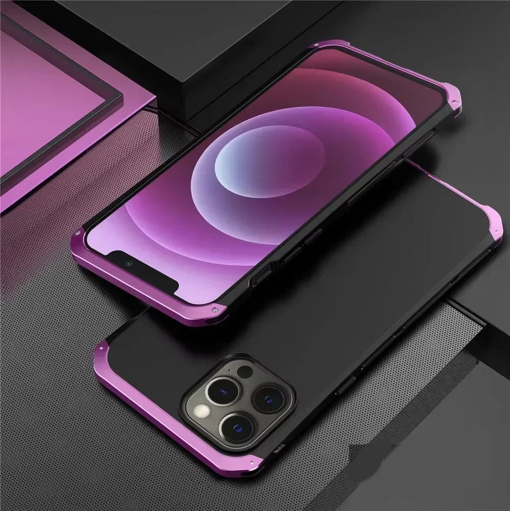 Robust Apple iPhone Case, MagSafe Compatible, Camera Lens & Screen Protection, Ultra Thin, Shockproof, Magnetic Full All Around Cover – Shockproof Metal Armor Case with Aluminum + PC Shell for Rugged Durability