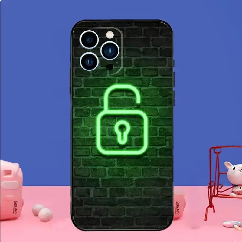 Premium Apple iPhone Case, MagSafe Compatible, Camera Lens and Screen Protection, Ultra Thin, Shockproof, Magnetic, Full All Around Protection, Neon Light Black Cover