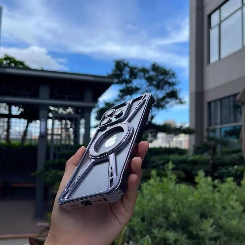High Quality Apple iPhone Case, MagSafe Compatible, Camera Lens & Screen Protection, Ultra Thin, Shockproof, Magnetic Full All Around Cover – Aluminum Alloy Anti-Fall Case with Invisible Bracket & Metal Frame Design