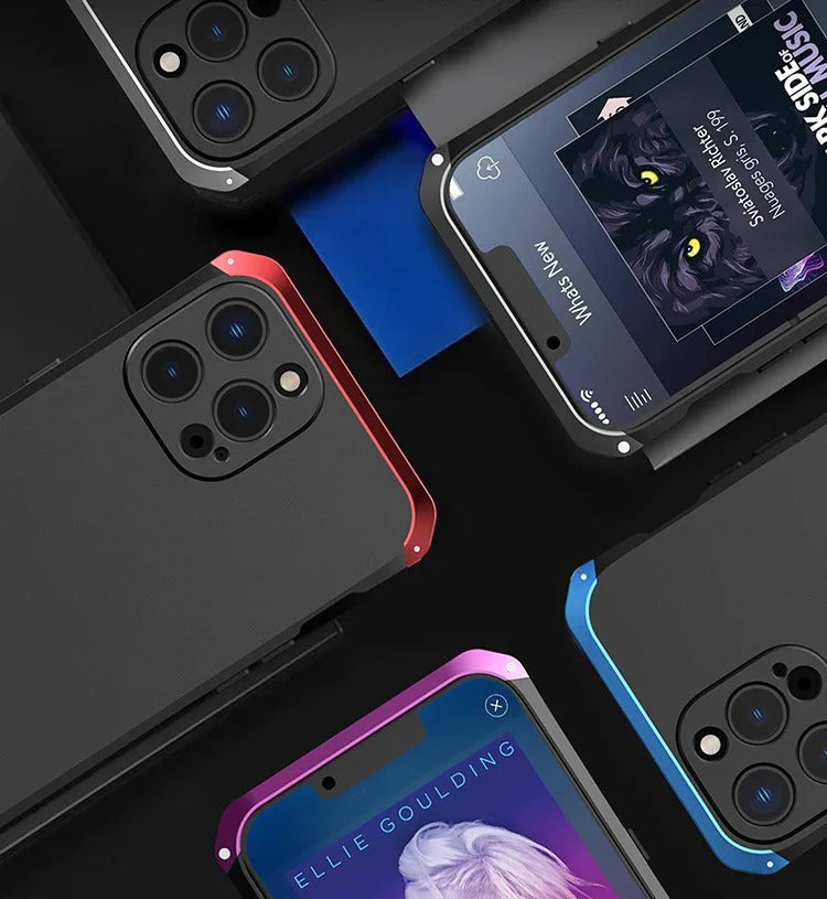 Robust Apple iPhone Case, MagSafe Compatible, Camera Lens & Screen Protection, Ultra Thin, Shockproof, Magnetic Full All Around Cover – Shockproof Metal Armor Case with Aluminum + PC Shell for Rugged Durability