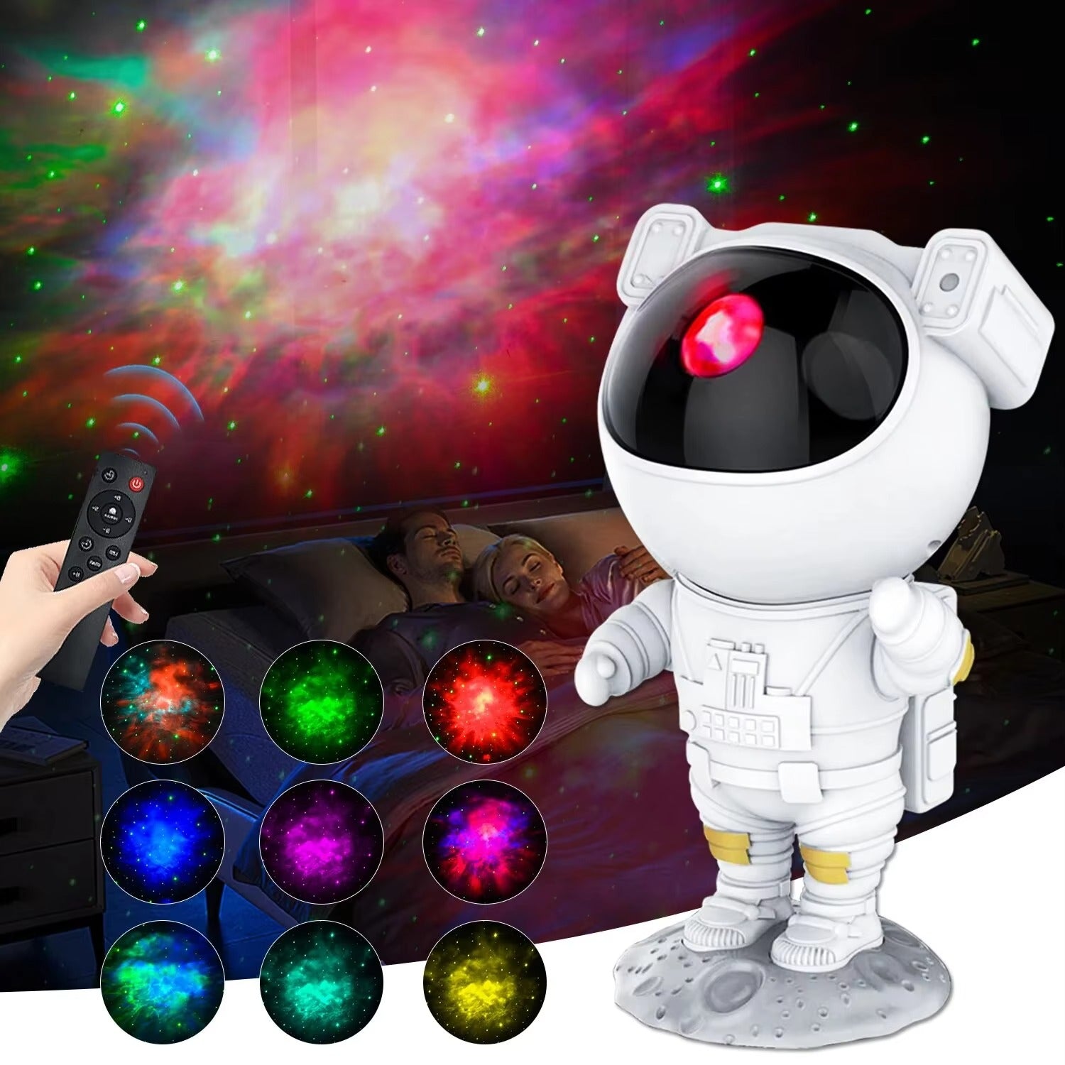 Luxury Astronaut Star Projector Night Light – 360° Adjustable Galaxy Lamp with Remote, Nebula LED Mood Light, Bedroom Ceiling Sky Decor for Kids Gift
