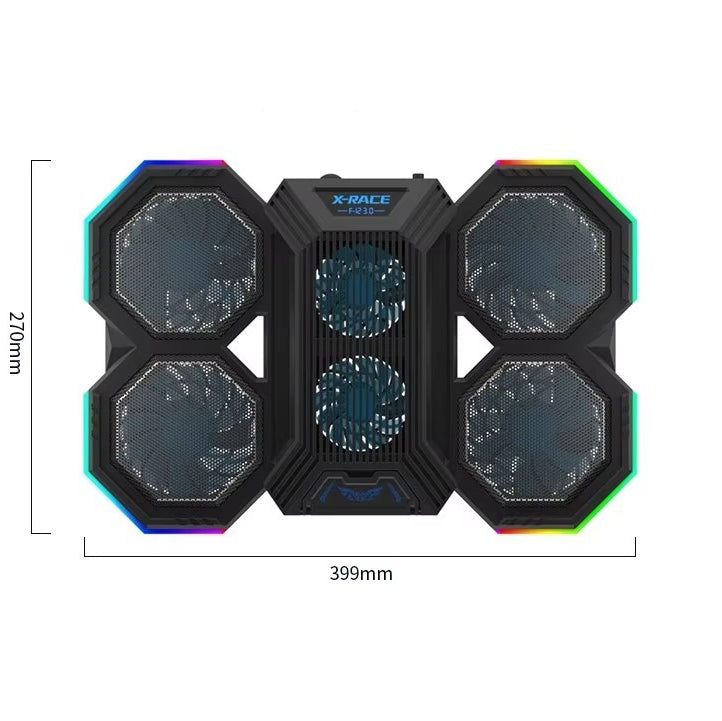 High-Performance, RGB, Gaming Laptop Stand, Air Cooler, Notebook Holder, with 6 Fans, Adjustable, Foldable Base, for 12, 13, 14, 15, 16, 17 Inch Laptops