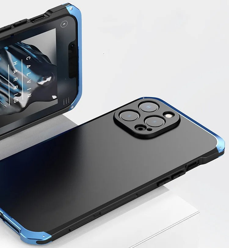 Robust Apple iPhone Case, MagSafe Compatible, Camera Lens & Screen Protection, Ultra Thin, Shockproof, Magnetic Full All Around Cover – Shockproof Metal Armor Case with Aluminum + PC Shell for Rugged Durability