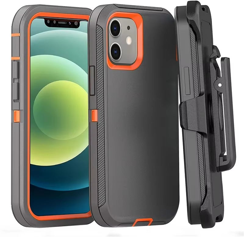 Robust Apple iPhone Case, MagSafe Compatible, Camera Lens & Screen Protection, Ultra Thin, Shockproof, Magnetic Full All Around Cover – 3-in-1 Defender Armor Rugged Case with Back Belt Clip & Full Body Protection