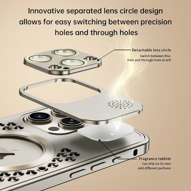 High Quality Apple iPhone Case, MagSafe Compatible, Camera Lens & Screen Protection, Ultra Thin, Shockproof, Magnetic Full All Around Cover – Metal Heat Dissipation Case with Magnetic Aluminum Back for Enhanced Cooling