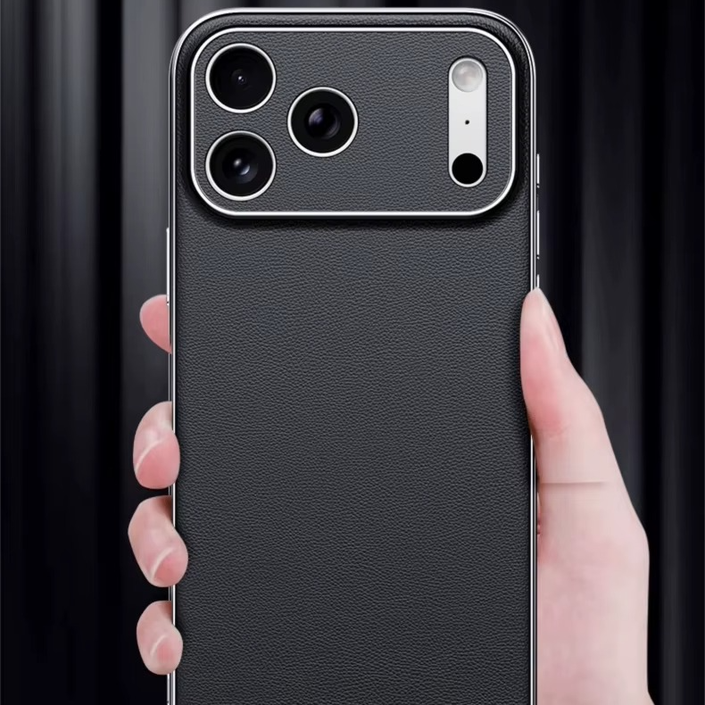 Luxury Genuine Leather iPhone Case – Premium Cowhide Protective Cover with Full Camera Lens Protection, Shockproof Frame and Anti-Slip Matte Finish