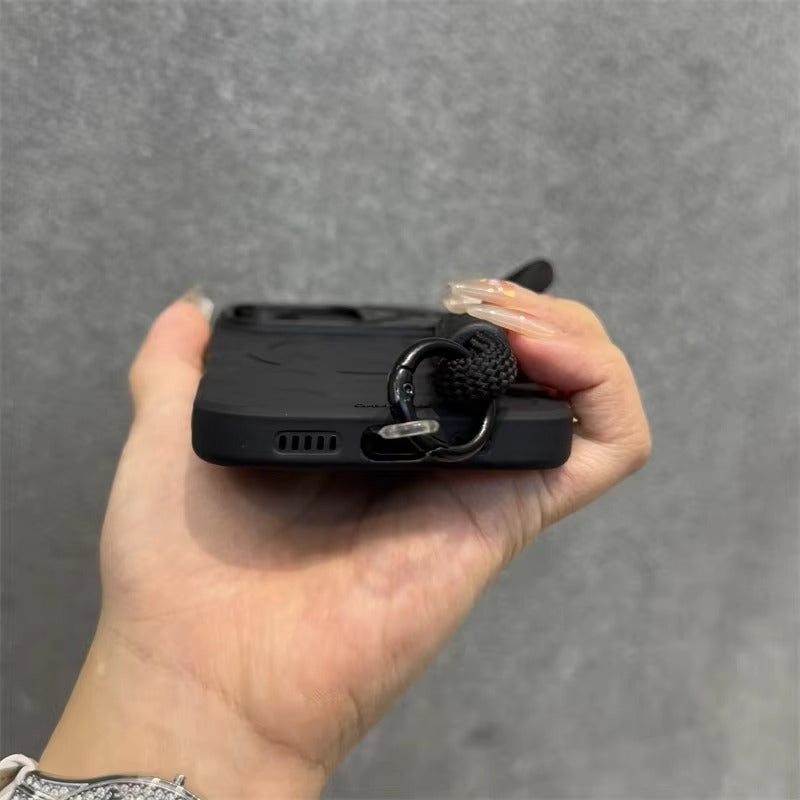 Premium Apple iPhone Case, MagSafe Compatible, Camera Lens & Screen Protection, Ultra Thin, Shockproof, Magnetic Full All Around Cover – Foldable Camera Stand Case with Wrist Strap & Magnetic Bracket