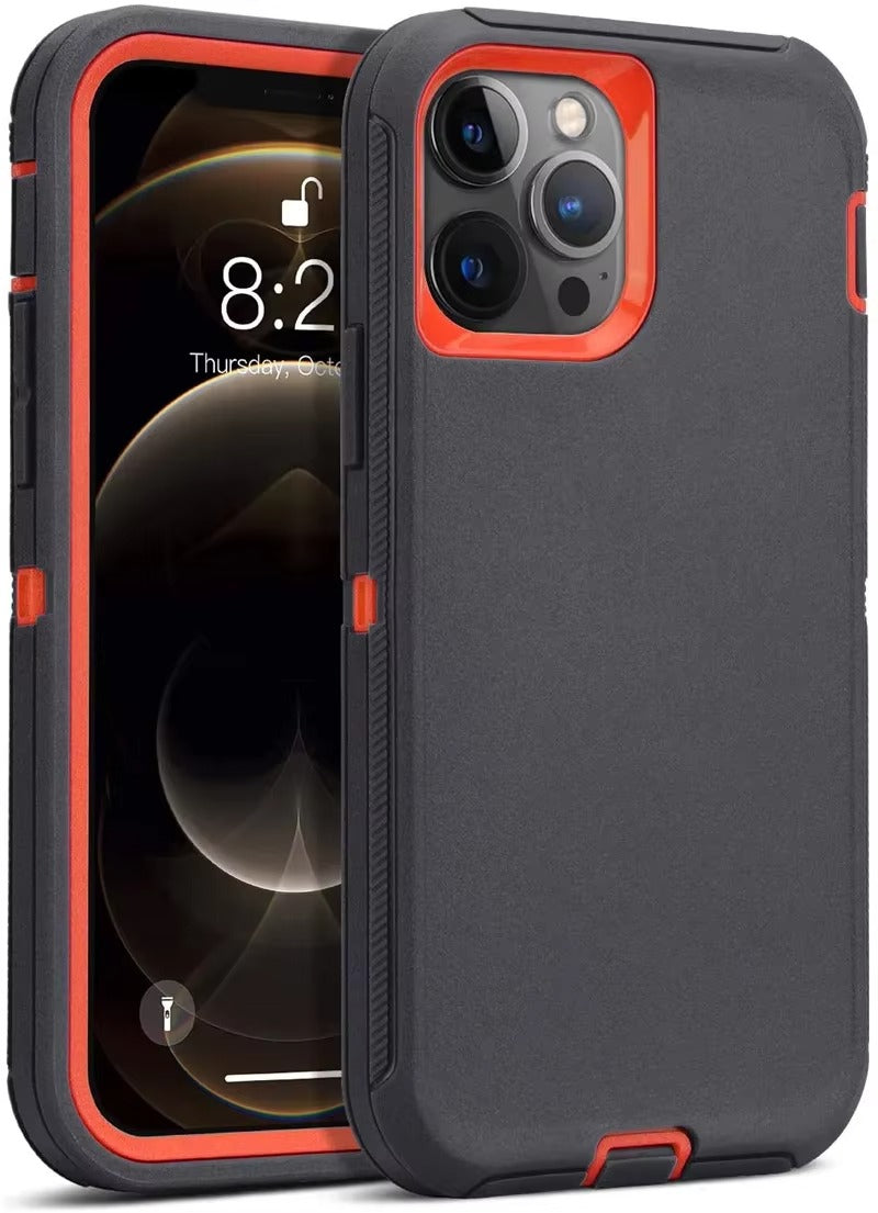 Robust Apple iPhone Case, MagSafe Compatible, Camera Lens & Screen Protection, Ultra Thin, Shockproof, Magnetic Full All Around Cover – 3-in-1 Defender Armor Rugged Case with Back Belt Clip & Full Body Protection