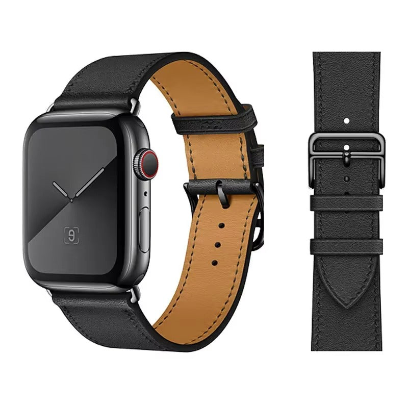 Luxury Genuine Leather Watch Band – Classic, Adjustable, Comfortable Strap for 40mm to 49mm Smartwatches, Men's and Women's