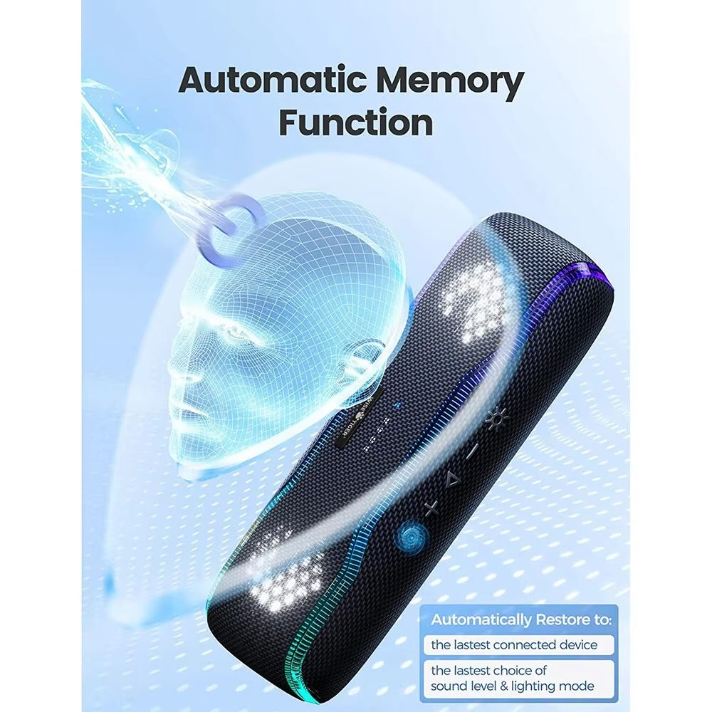 Premium Portable Bluetooth Speaker – IPX7 Waterproof Outdoor Sound Box with 25W Stereo Output, Colorful LED Lights