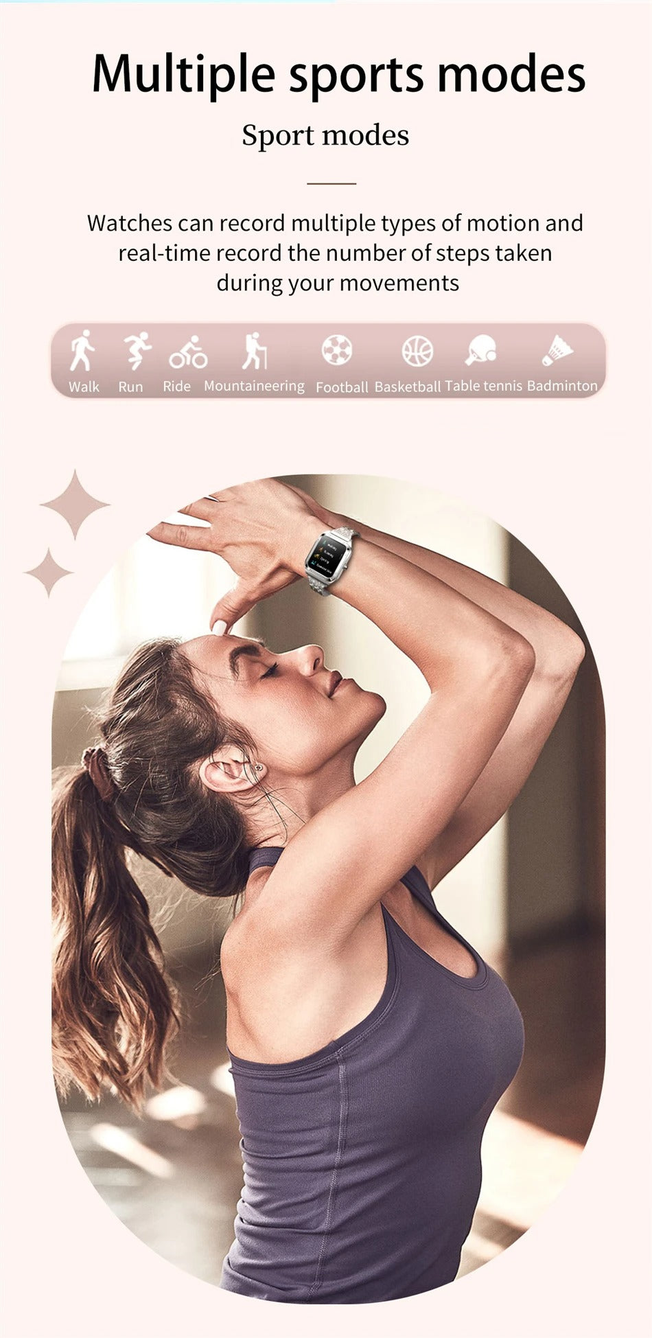 Luxury Women’s Smartwatch for iPhone – Bluetooth Call Fitness Tracker with Blood Pressure Monitor, Waterproof Sport Mode