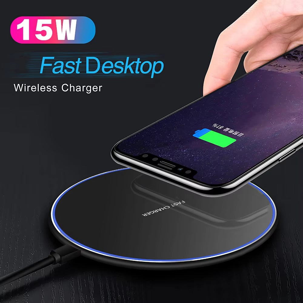 Premium 30W Wireless Charging Pad – Fast USB-C Charger for iPhone & Samsung, Case-Friendly, Overheat Protection, Sleek Zinc Alloy Design, QC 3.0 Compatible