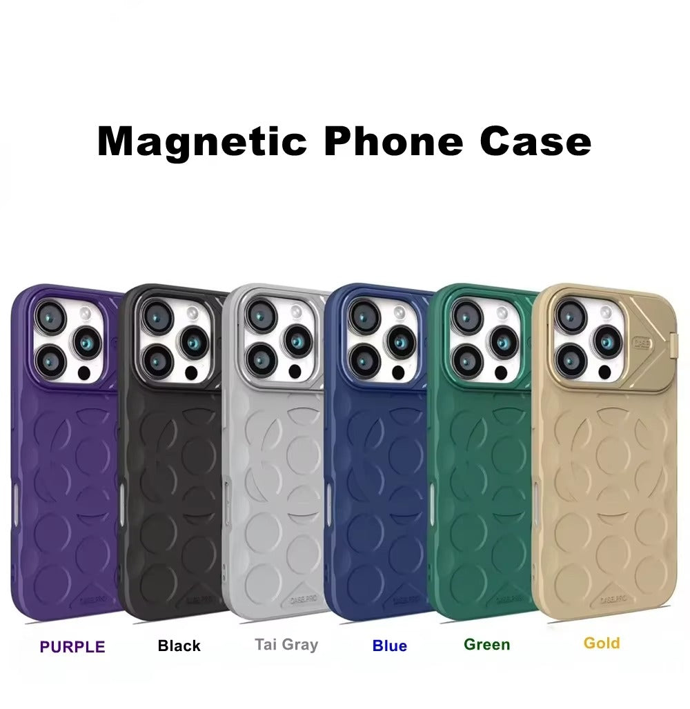 Premium Apple iPhone Case, MagSafe Compatible, Camera Lens & Screen Protection, Ultra Thin, Shockproof, Magnetic Full All Around Cover – Foldable Camera Stand Case with Wrist Strap & Magnetic Bracket