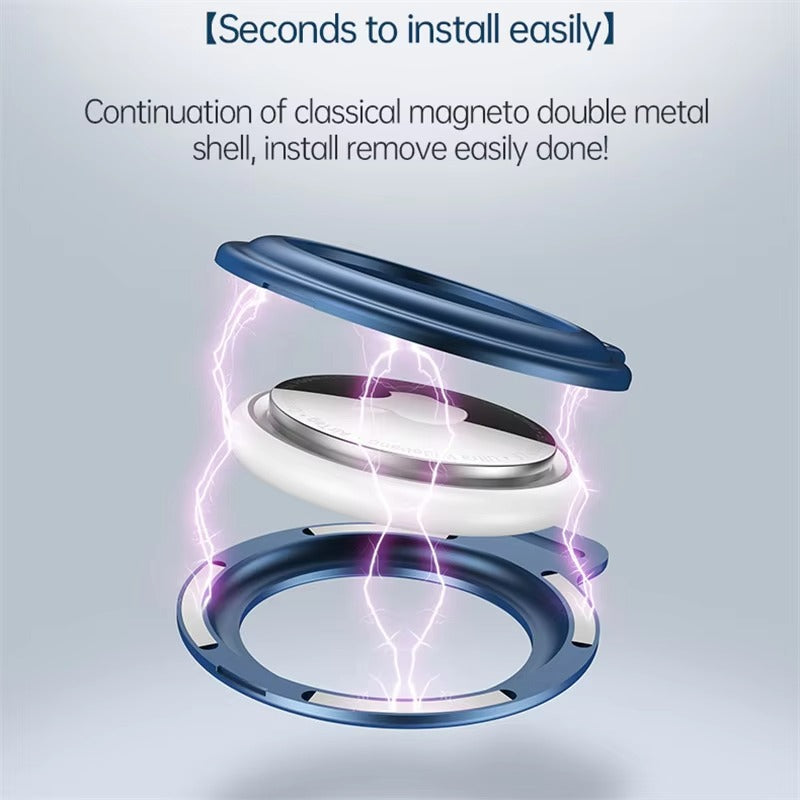 Premium Metal AirTag Case with Keychain – Magnetic Shockproof Anti-Scratch Protective Shell Cover, Durable Lightweight Aluminum Alloy Holder for Tracker