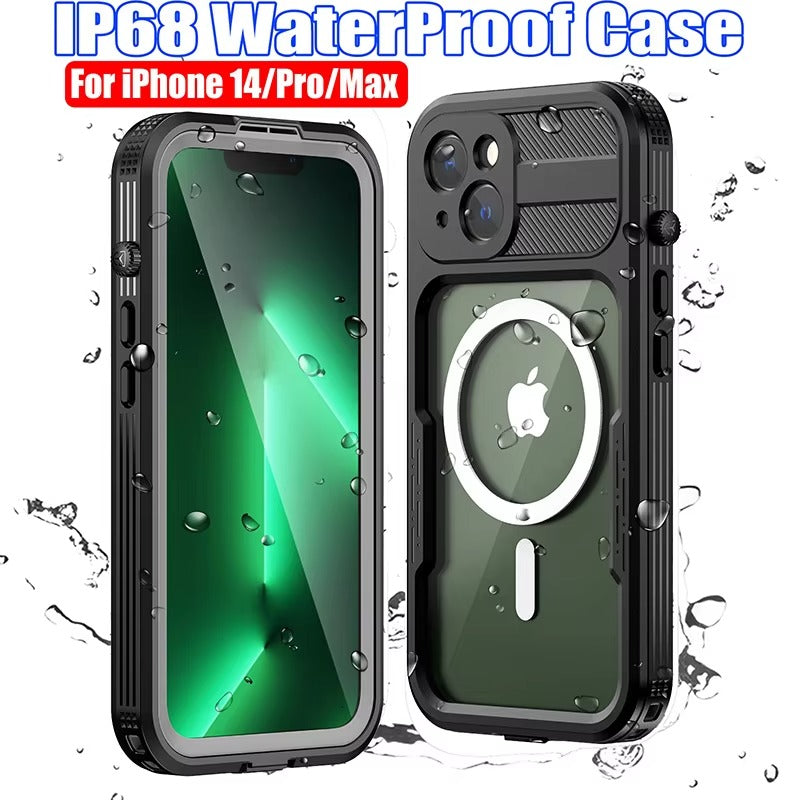 High Quality Apple iPhone Case MagSafe Compatible, Camera Lens & Screen Protection, Cover with IP68 Diving Armor Stand