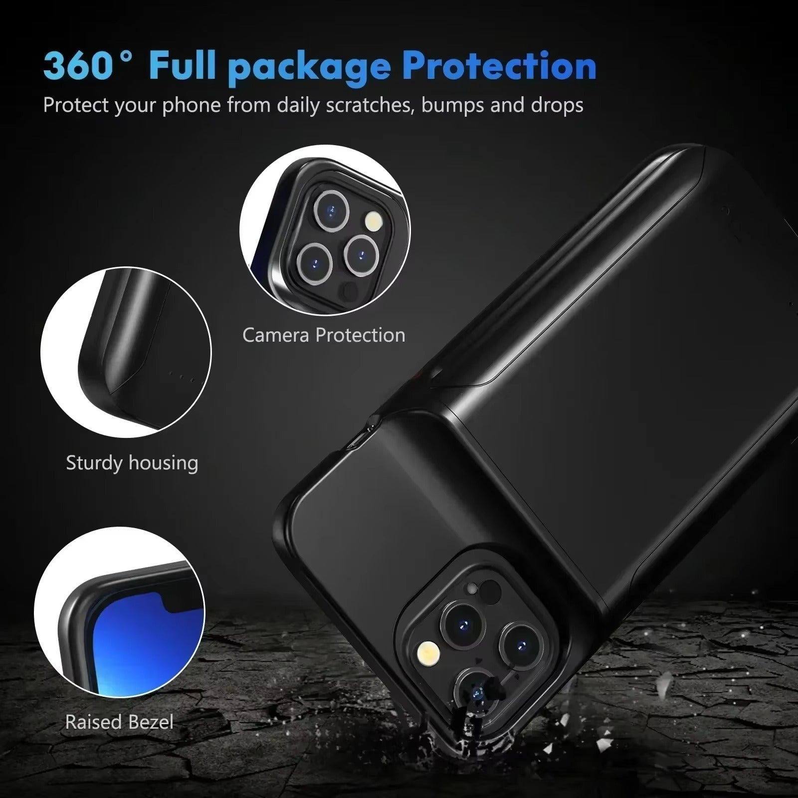 Robust Apple iPhone Case MagSafe Compatible, Camera Lens & Screen Protection, Ultra Thin Shockproof Magnetic Full All Around Protection Cover with 10000mAh Battery Charger