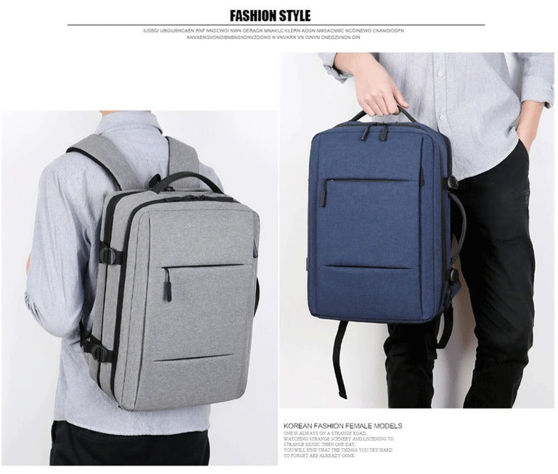 High Quality Waterproof Laptop Backpack for Men, Expandable USB Charging Bag, Business Travel School Rucksack