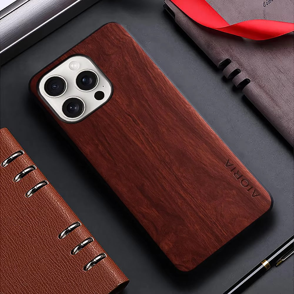 Luxury Apple iPhone Case, MagSafe Compatible, Camera Lens and Screen Protection, Ultra Thin, Shockproof, Magnetic, Full All Around Protection, Bamboo Leather Cover