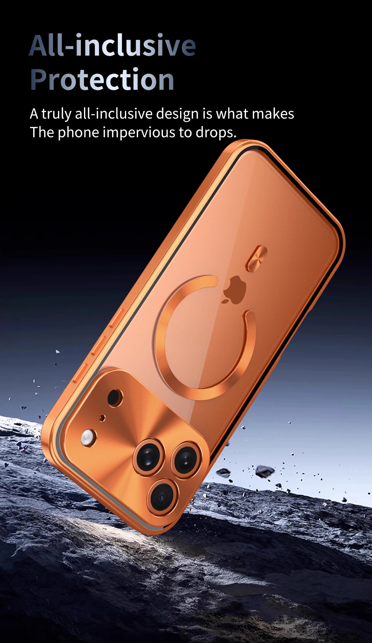 Premium Aluminum Frame iPhone Case – MagSafe Compatible Magnetic Cover with Built-in Privacy Screen Protector, Raised Camera Lens Guard and Clear Back