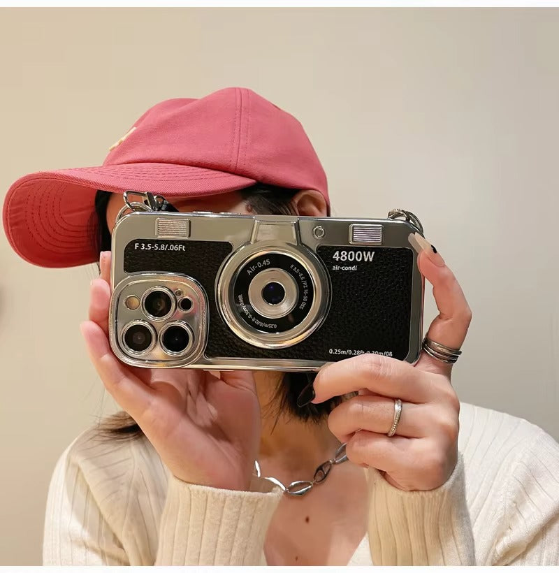 Premium Apple iPhone Case, MagSafe Compatible, Camera Lens & Screen Protection, Ultra Thin, Shockproof, Magnetic Full All Around Cover – Plated Camera Style Case with Lychee Texture & Anti-Fall Leather Rope