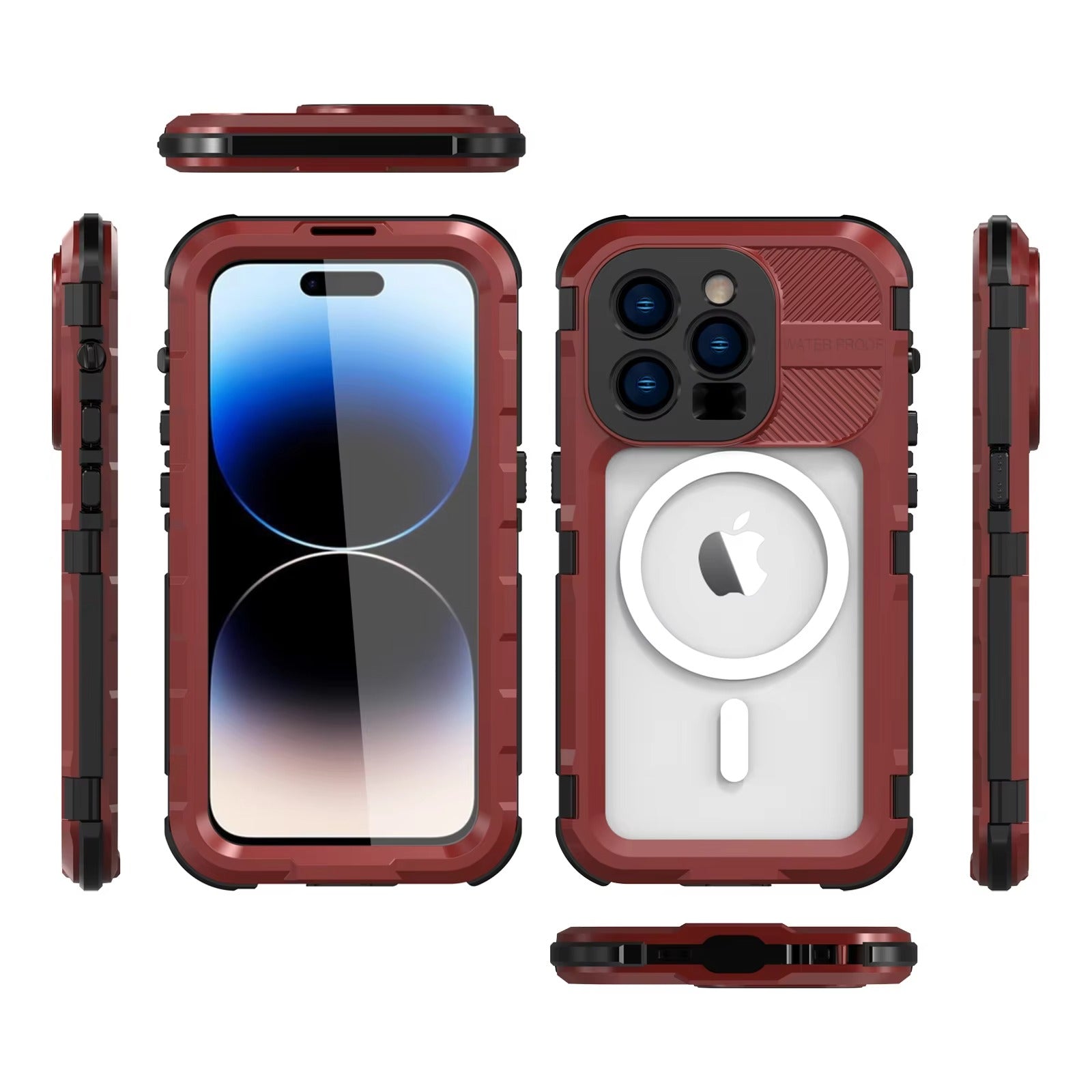 Robust Apple iPhone Case MagSafe Compatible, Camera Lens & Screen Protection, Ultra Thin Shockproof Magnetic Full All Around Protection Cover with IP68 Metal Military Design